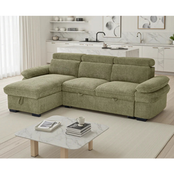 Hudson Universal Corner Sofa Bed In Green Fabric