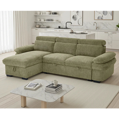 Hudson Universal Corner Sofa Bed In Green Fabric