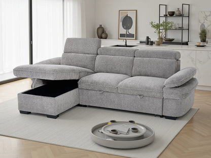 Hudson Universal Corner Sofa Bed In Grey Fabric - Furniture One Shop