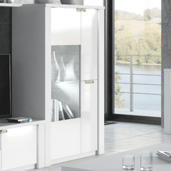 Ice Wide Display Cabinet In White High Gloss