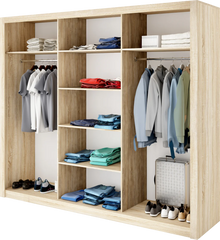 Idea ID-01 Wooden Wardrobe With Mirrored Sliding Doors In Oak San Remo - Furniture One Shop