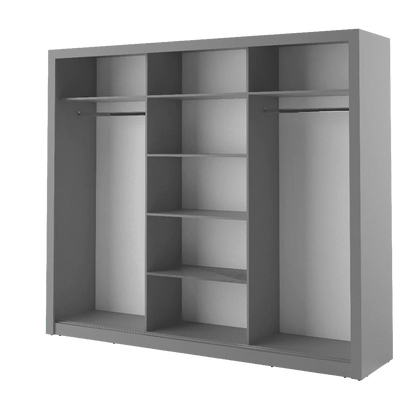 Idea ID-01 Wooden Wardrobe With Mirrored Sliding Doors In Grey Matt