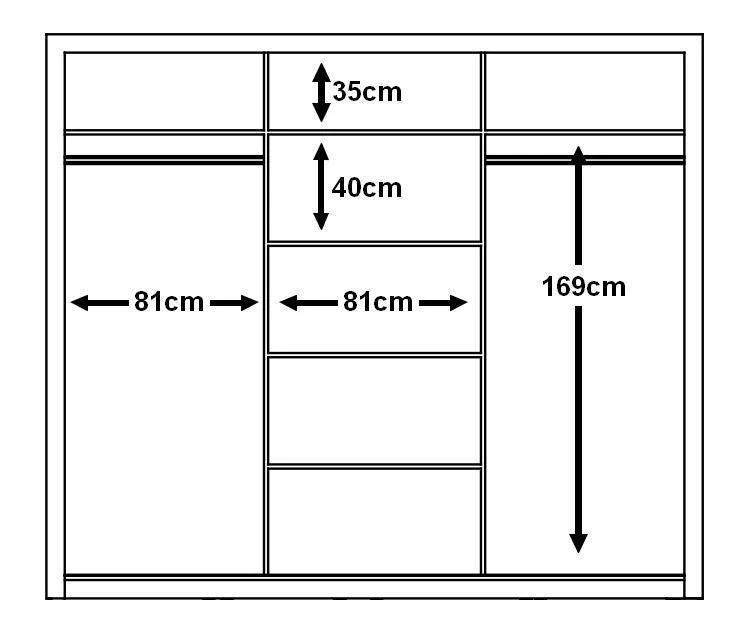 Idea ID-01 Wooden Wardrobe With Mirrored Sliding Doors In Grey Matt