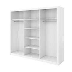 Idea ID-01 Wooden Wardrobe With Mirrored Sliding Doors In White Matt - Furniture One Shop