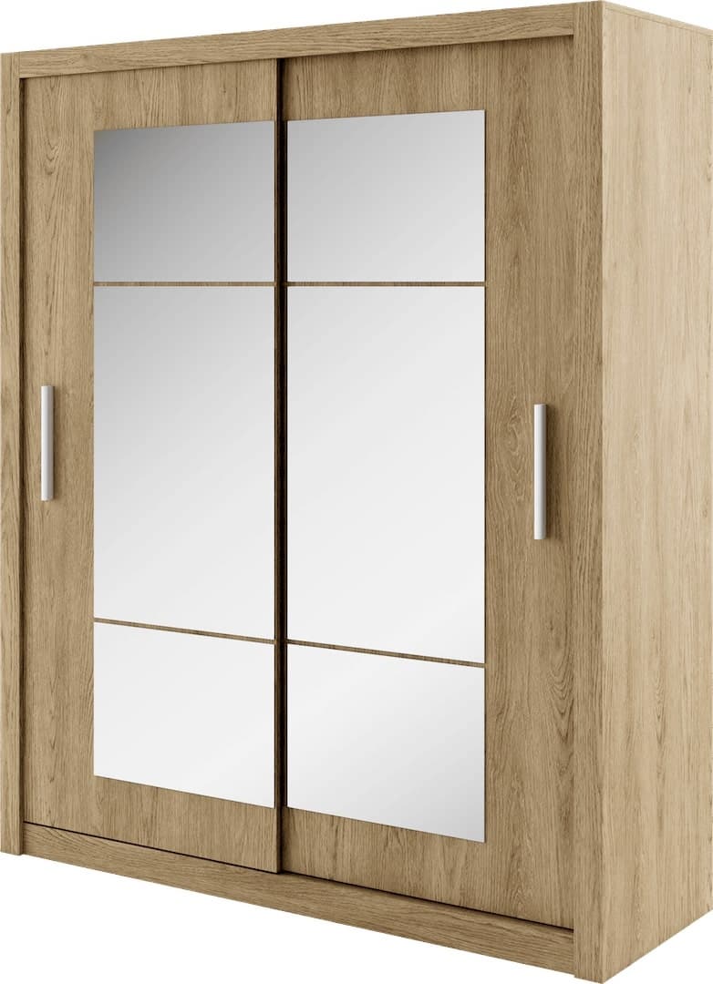 Idea ID-02 Wooden Wardrobe 180cm With 2 Sliding Doors In Oak Shetland