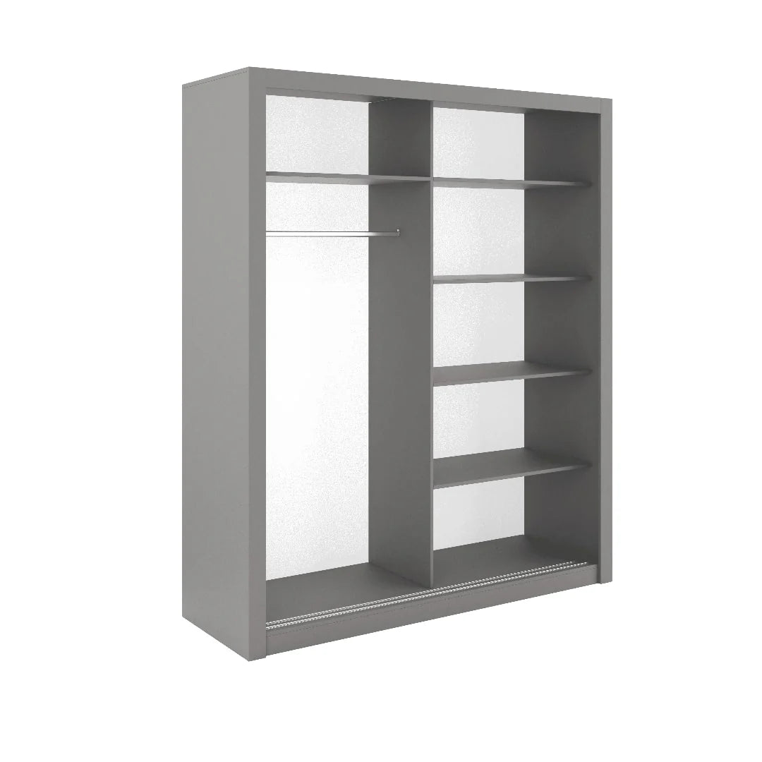 Idea ID-02 Wooden Wardrobe 180cm With 2 Sliding Doors In Grey Matt