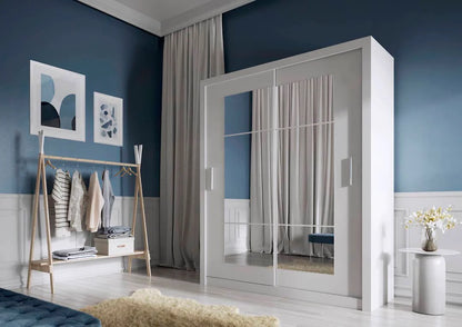 Idea ID-02 Wooden Wardrobe 180cm With 2 Sliding Doors In White Matt