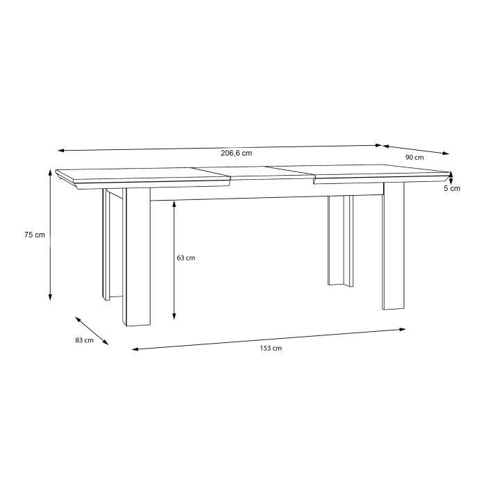 Illopa Dining Table Extended in Oak Nelson/Snowy Oak