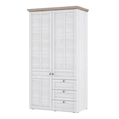 Iloppa 2 Door Wardrobe in Snowy Oak/Oak Nelson