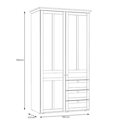 Iloppa 2 Door Wardrobe in Snowy Oak/Oak Nelson