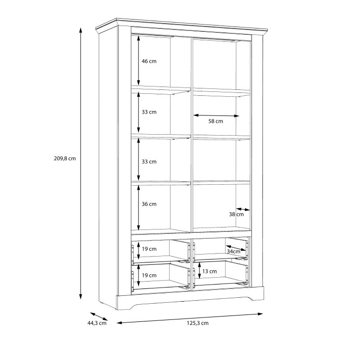 Iloppa Display Cabinet in Snowy Oak/Oak Nelson