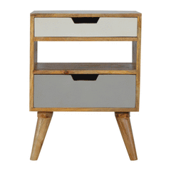 James Grey and White Cut-out Bedside