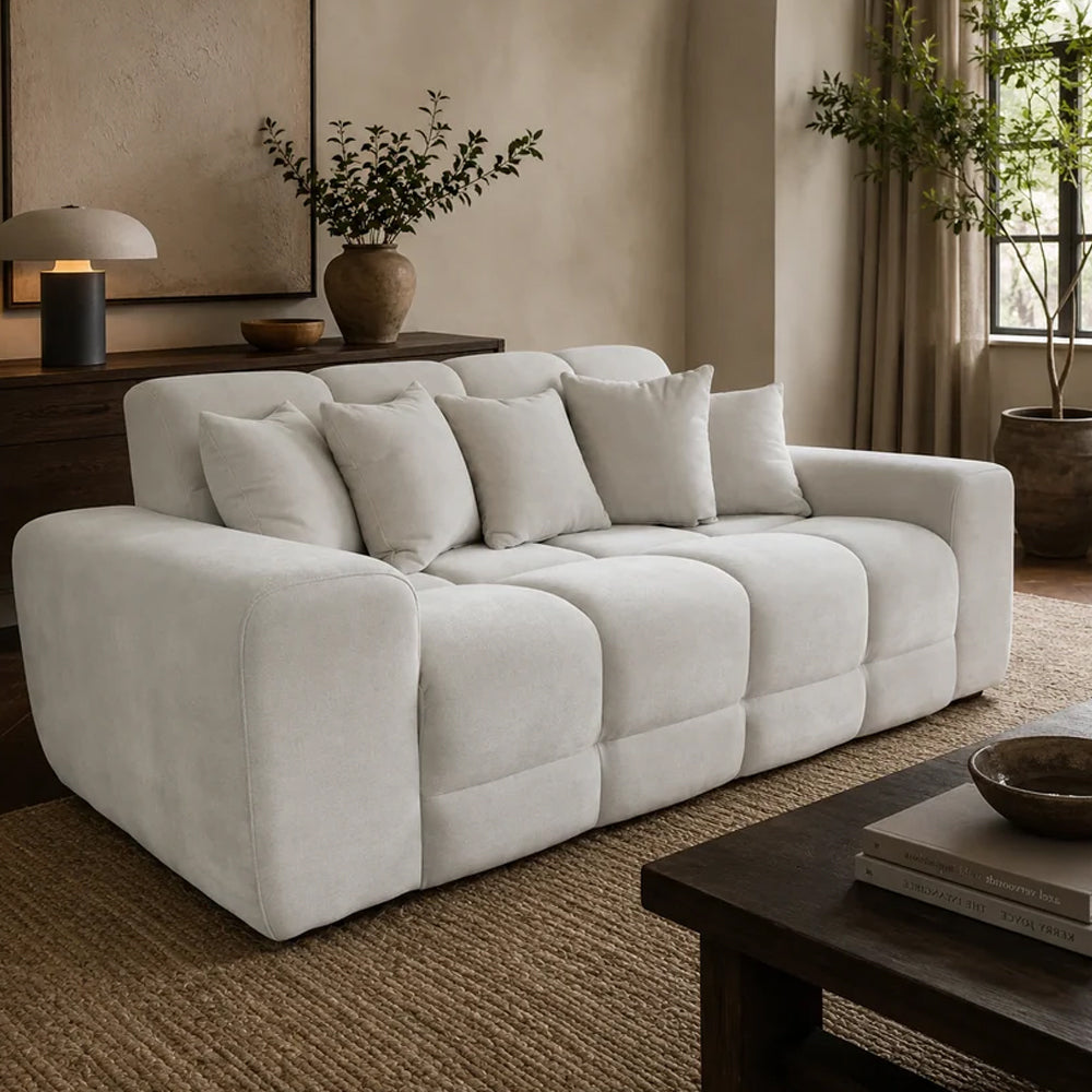 Jacob 3 Seater Fabric Sofa In Natural