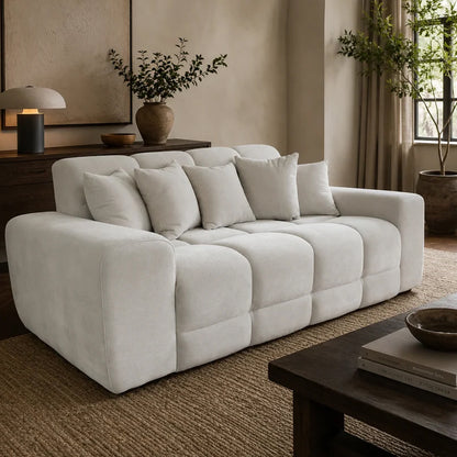 Jacob 3 Seater Fabric Sofa In Natural