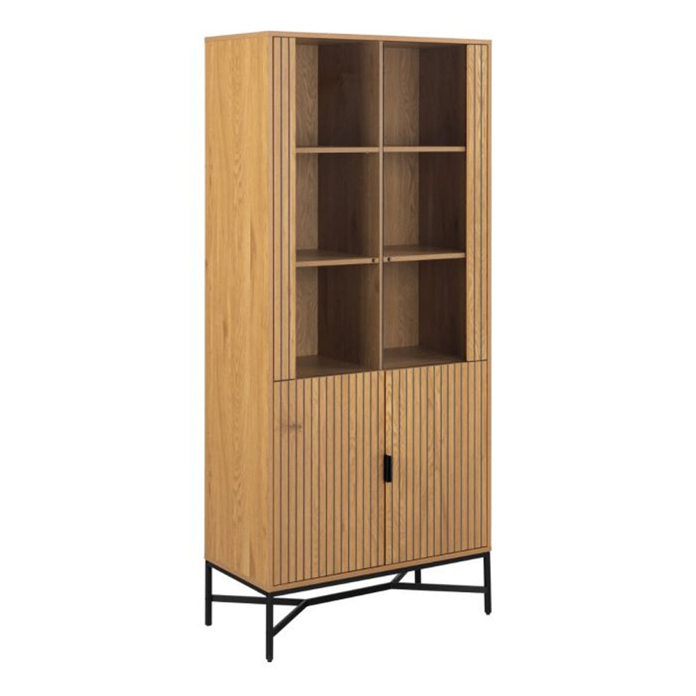 Jaipur Wooden 4 Door 6 Shelves Display Cabinet in Wild Oak - Furniture One Shop