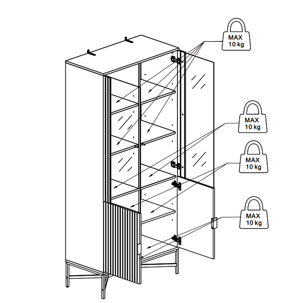 Jaipur Wooden 4 Door 6 Shelves Display Cabinet in Wild Oak - Furniture One Shop