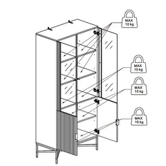 Jaipur Wooden 4 Door 6 Shelves Display Cabinet in Wild Oak - Furniture One Shop