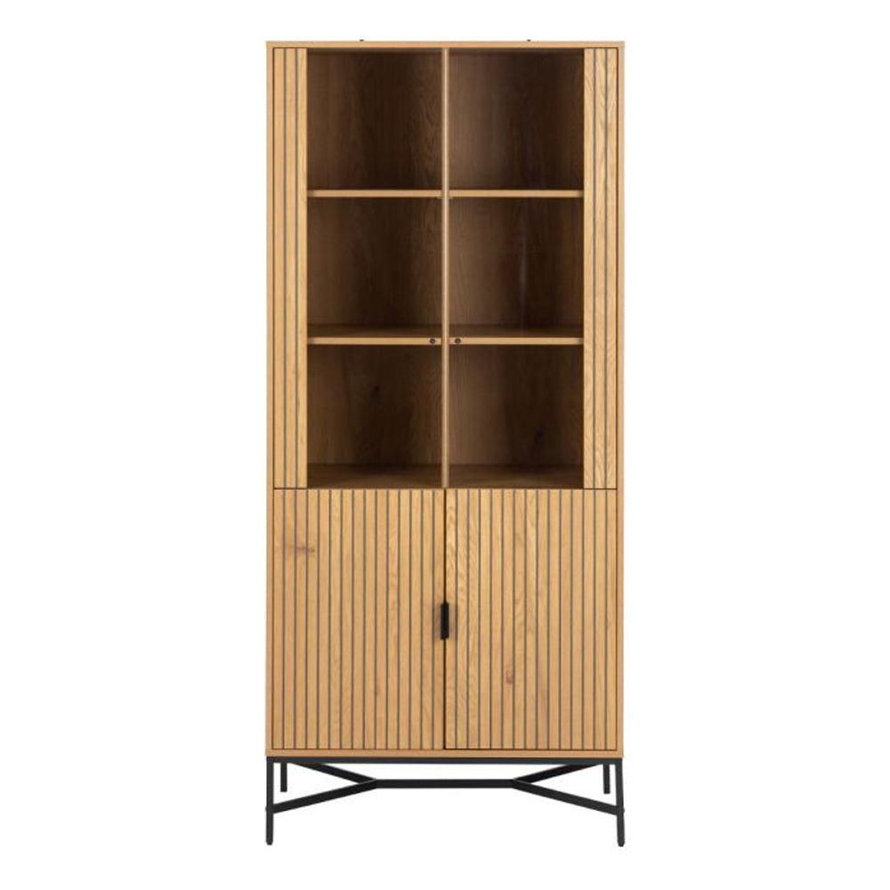 Jaipur Wooden 4 Door 6 Shelves Display Cabinet in Wild Oak - Furniture One Shop