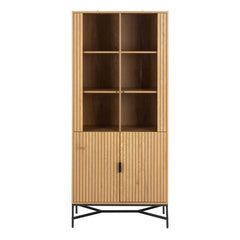 Jaipur Wooden 4 Door 6 Shelves Display Cabinet in Wild Oak - Furniture One Shop