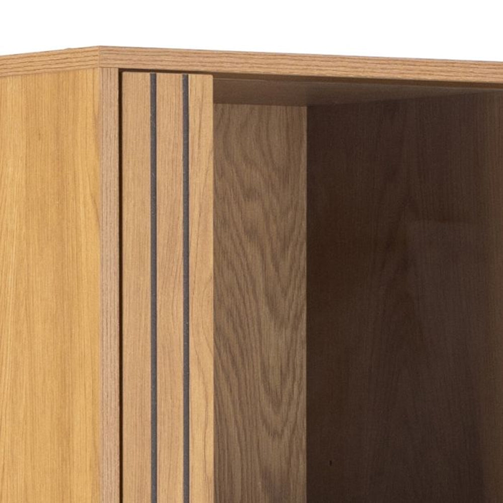 Jaipur Wooden 4 Door 6 Shelves Display Cabinet in Wild Oak - Furniture One Shop