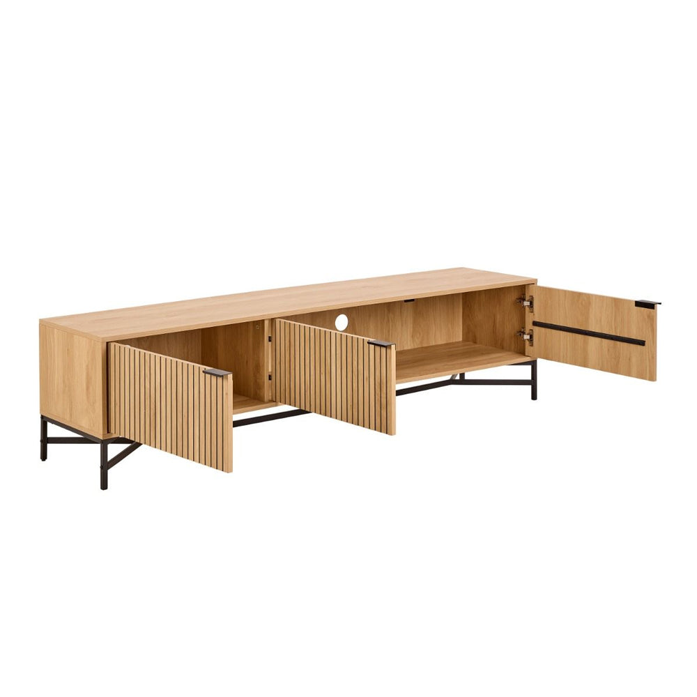 Jaipur Wooden Large TV Stand with 3 Door in Solid Oak - Furniture One Shop