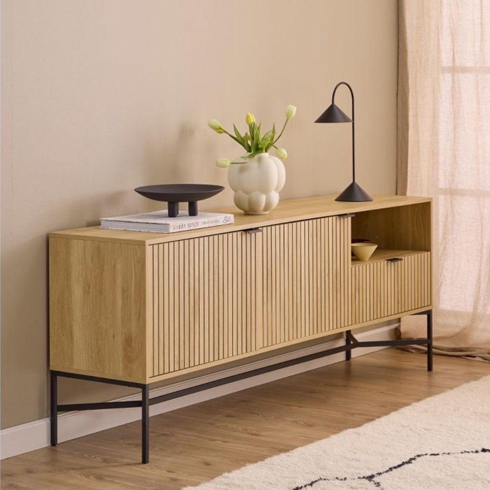 Jaipur Wooden Sideboard 2 Doors 1 Drawer in Solid Oak - Furniture One Shop