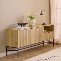 Jaipur Wooden Sideboard 2 Doors 1 Drawer in Solid Oak - Furniture One Shop