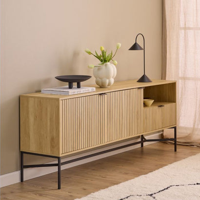 Jaipur Wooden Sideboard 2 Doors 1 Drawer in Solid Oak - Furniture One Shop