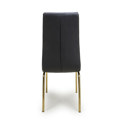 Jenner Black Faux Leather Dining Chairs With Gold Legs In Pair