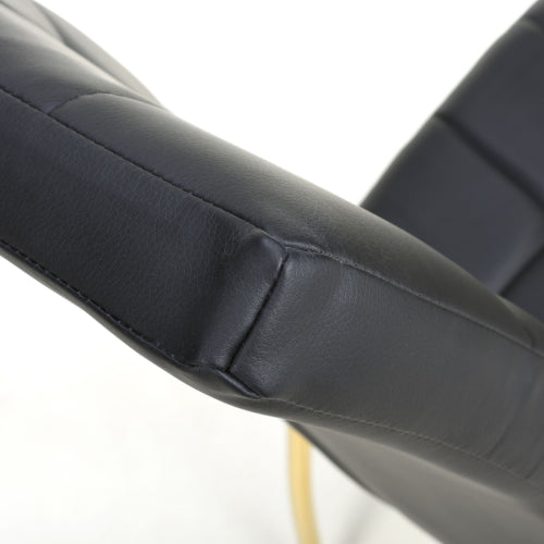 Jenner Black Faux Leather Dining Chairs With Gold Legs In Pair