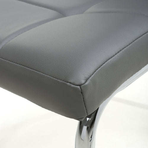 Jenner Grey Faux Leather Dining Chairs With Chrome Legs In Pair