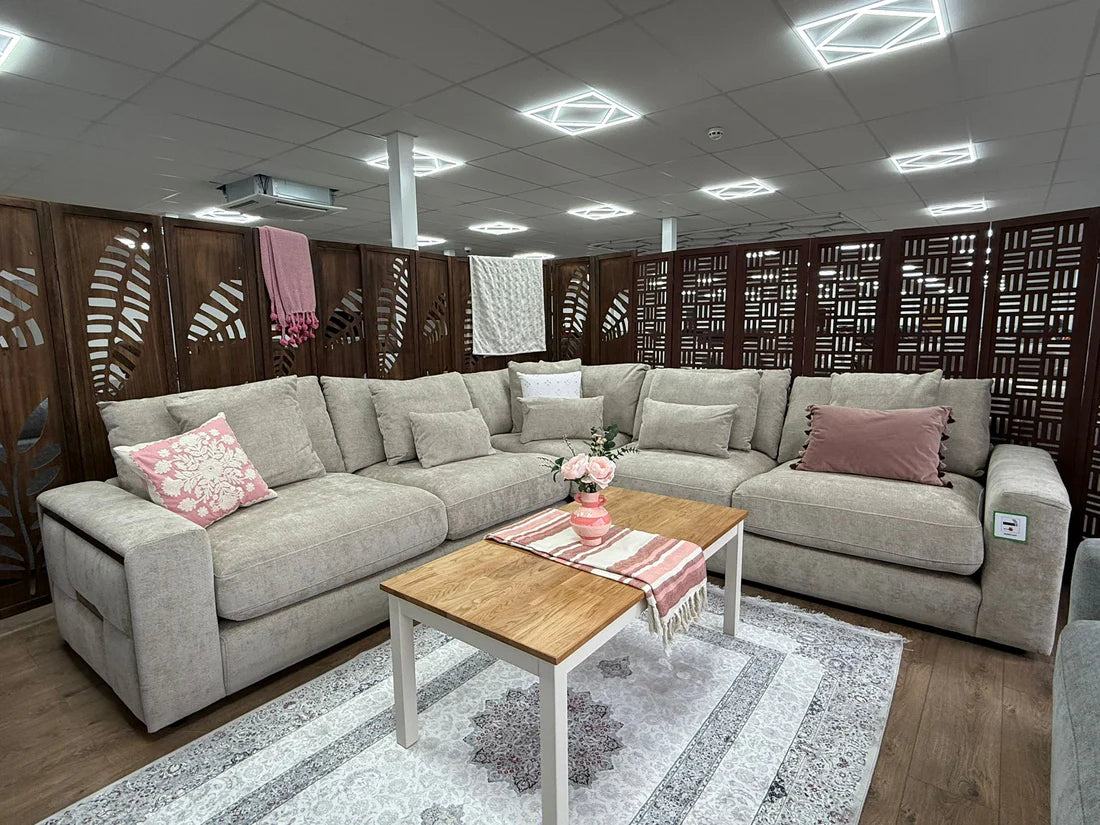 Jupiter Large Corner Sofa In Beige Fabric