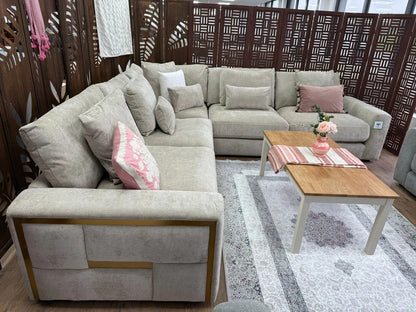 Jupiter Large Corner Sofa In Beige Fabric