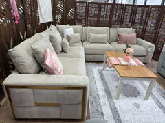 Jupiter Large Corner Sofa In Beige Fabric