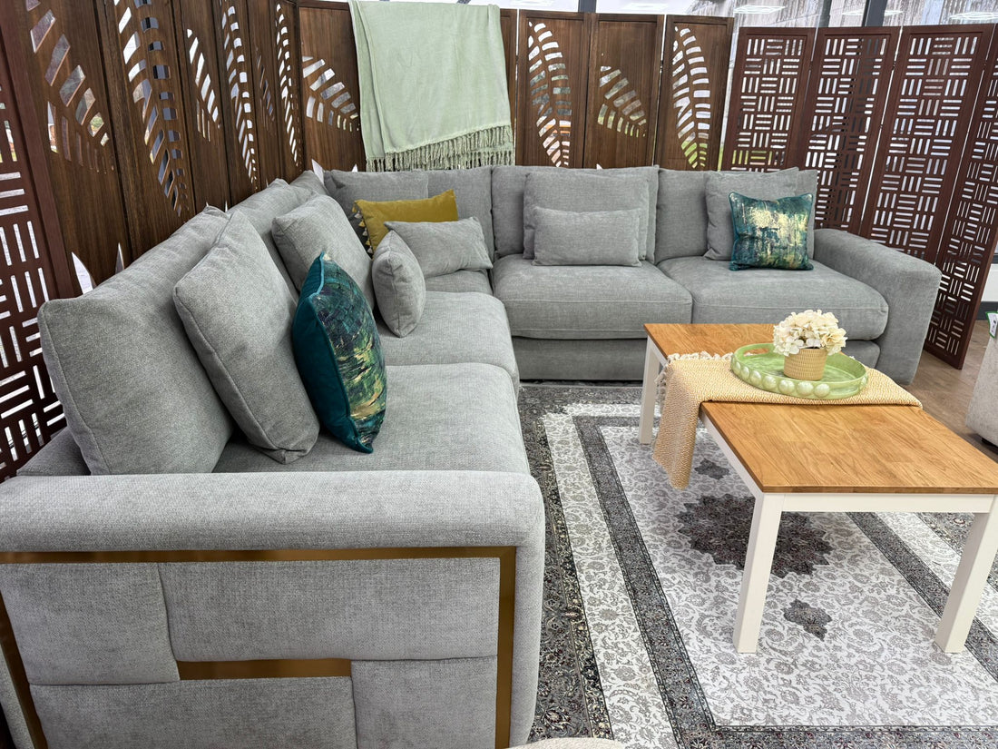 Jupiter Large Corner Sofa In Grey Fabric