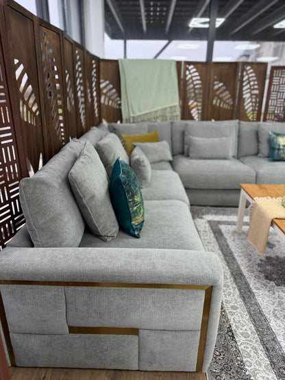 Jupiter Large Corner Sofa In Grey Fabric