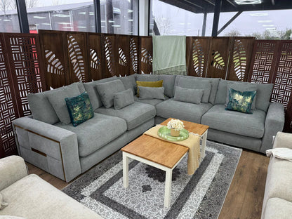 Jupiter Large Corner Sofa In Grey Fabric