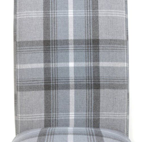 Karta Check Grey Fabric Dining Chairs With Oak Legs In Pair