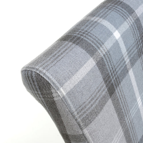 Karta Check Grey Fabric Dining Chairs With Oak Legs In Pair