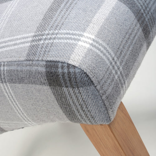Karta Check Grey Fabric Dining Chairs With Oak Legs In Pair