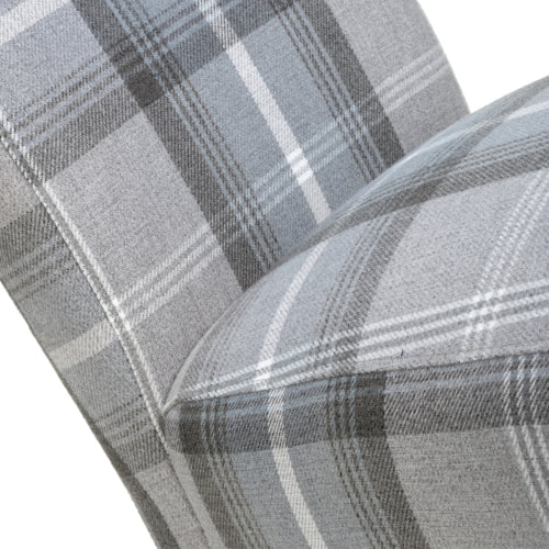 Karta Check Grey Fabric Dining Chairs With Oak Legs In Pair