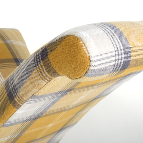 Karta Check Yellow Fabric Dining Chairs With Oak Legs In Pair