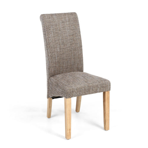 Karta Oatmeal Fabric Dining Chairs With Oak Legs In Pair