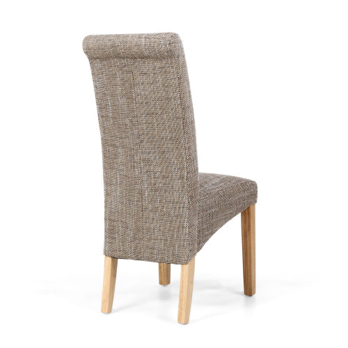 Karta Oatmeal Fabric Dining Chairs With Oak Legs In Pair