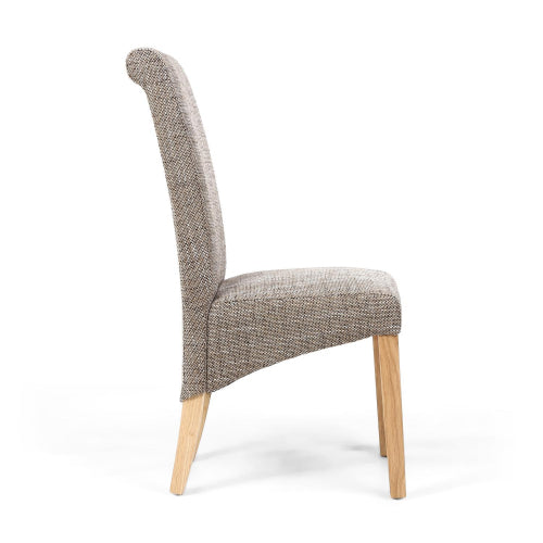 Karta Oatmeal Fabric Dining Chairs With Oak Legs In Pair