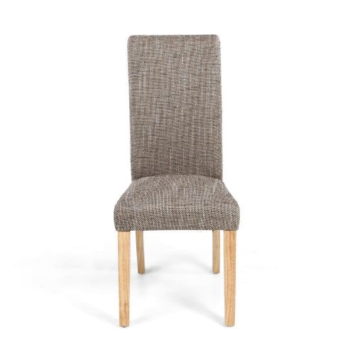 Karta Oatmeal Fabric Dining Chairs With Oak Legs In Pair