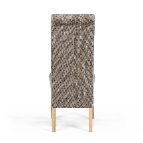 Karta Oatmeal Fabric Dining Chairs With Oak Legs In Pair