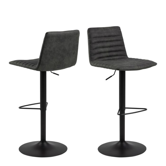 Kimmy Bar Stool in Grey Fabric Set of 2