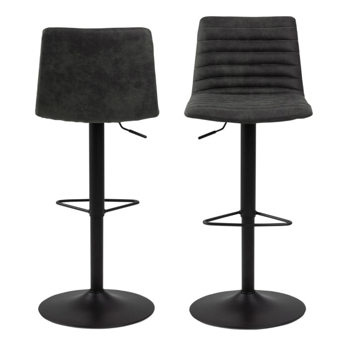Kimmy Bar Stool in Grey Fabric Set of 2