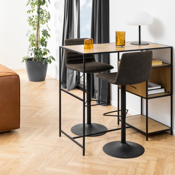 Kimmy Bar Stool in Grey Fabric Set of 2